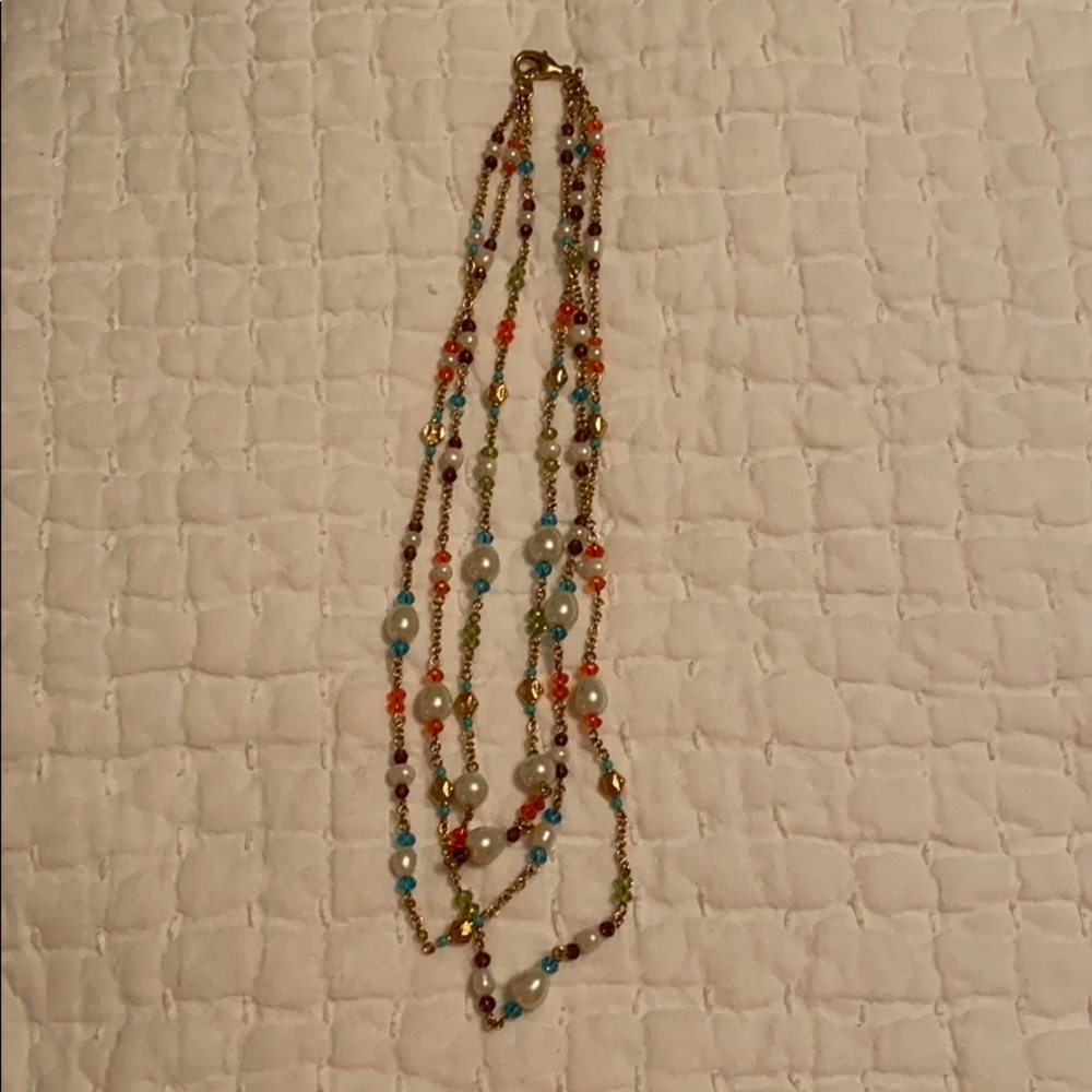Lauren Ralph Lauren Gold Pearl Gemstone Necklace